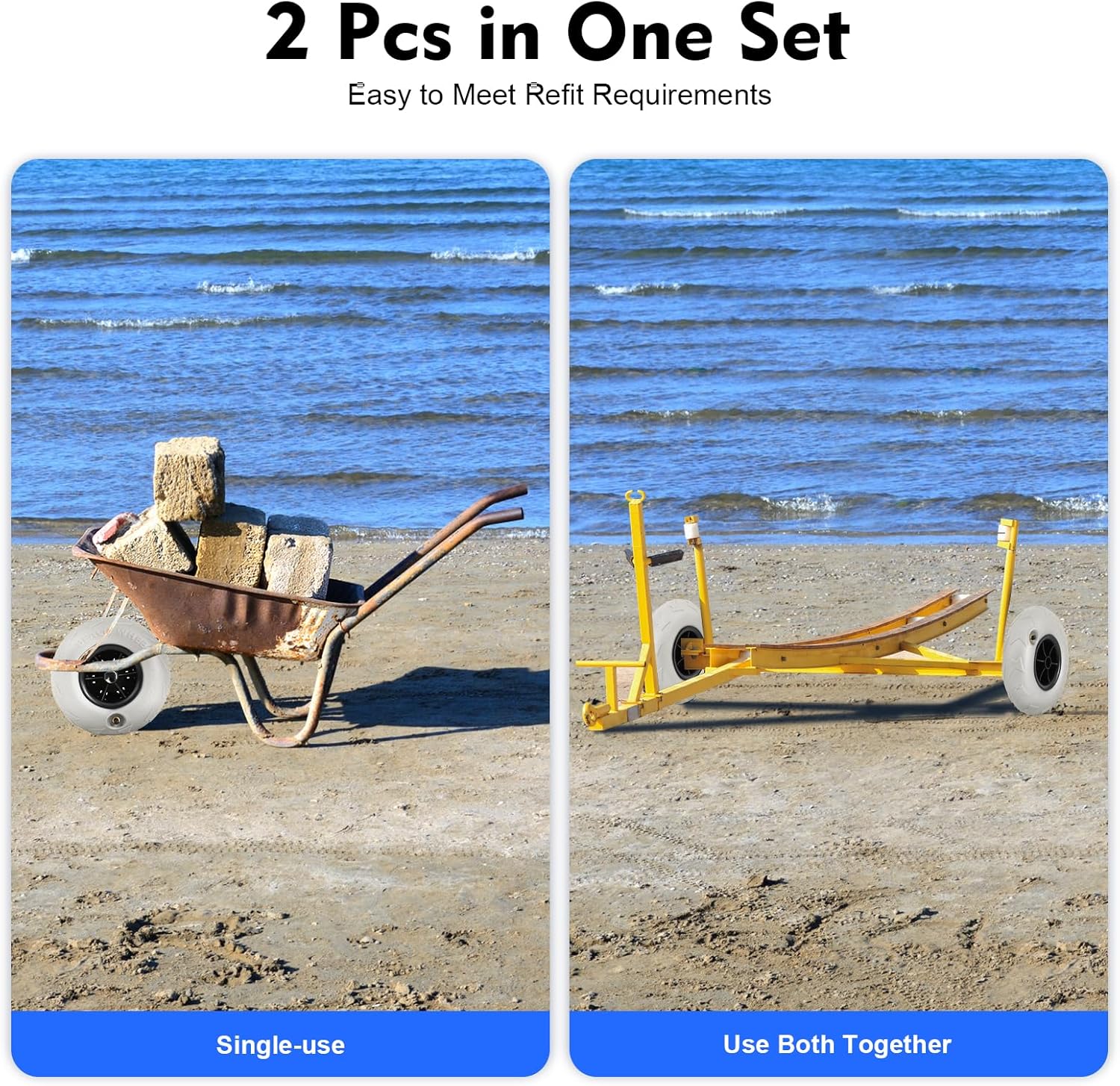Beach Balloon Wheels 2 Pack 9  – обзор и цена Fishing Kayak Cart