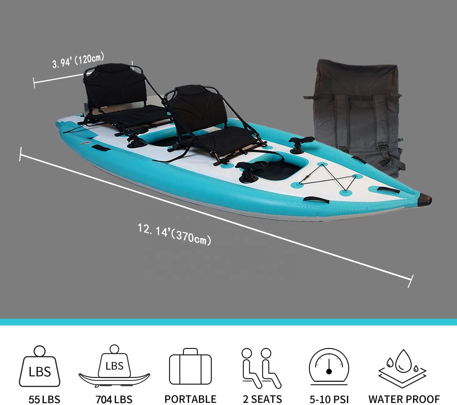 Airo 12FT Large Inflatable Fis – обзор и цена Fishing Kayak Inflatable