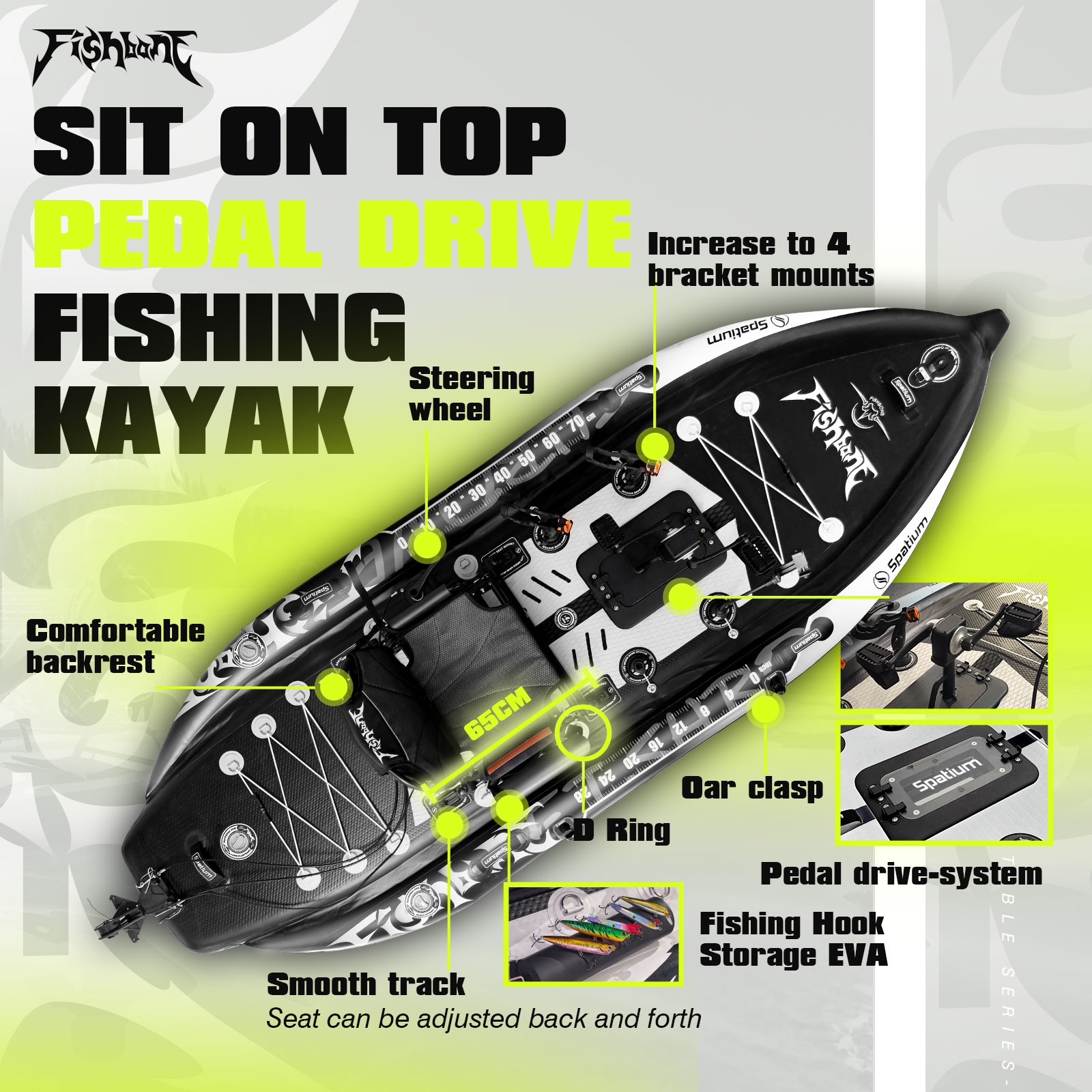 Spatium Pedal Kayak Inflatable – обзор и цена Fishing Kayak Pedal Drive