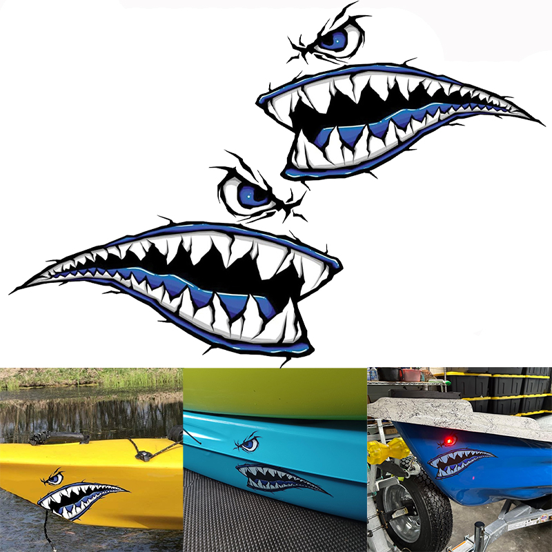 2PCS Shark Teeth Mouth Boat St – обзор и цена Fishing Kayak Sit On Top